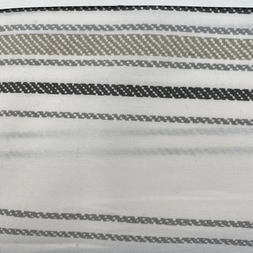 Simply Put Duvet Set FULL/QUEEN White Gray Ticking Stripe 100% Cotton Crisp